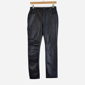 Boston Proper‎ Faux Leather Mid Rise Straight Leg Black Pants l Size 6